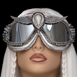 Goggles Silver Wing, Burning Man goggles, Burner dust goggles, festival goggles, rave goggles