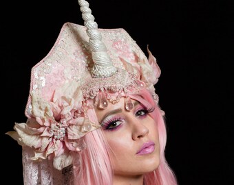 Unicorn Headdress ~  Pink Unicorn, Unicorn Crown, Unicorn Headpiece, Unicorn Burning Man, Unicorn Bride, Unicorn Princess, Unicorn Festival