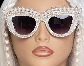 Cateye Glam Sunglasses Crystal, Festival, Bling, Rhinestone 