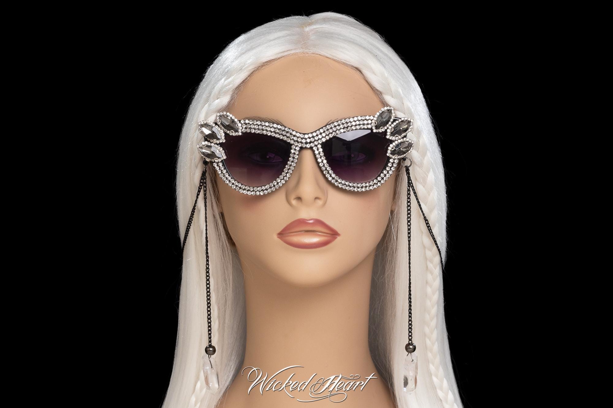 Cateye Glam Sunglasses Crystal, Festival, Bling, Rhinestone 