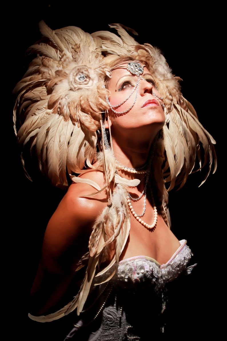 cream hat feathers