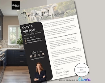 Open House Follow Up Letter Template | Realtor Thank You Letter Canva Template | Buyer Follow Up Flyer | Real Estate Client Letter
