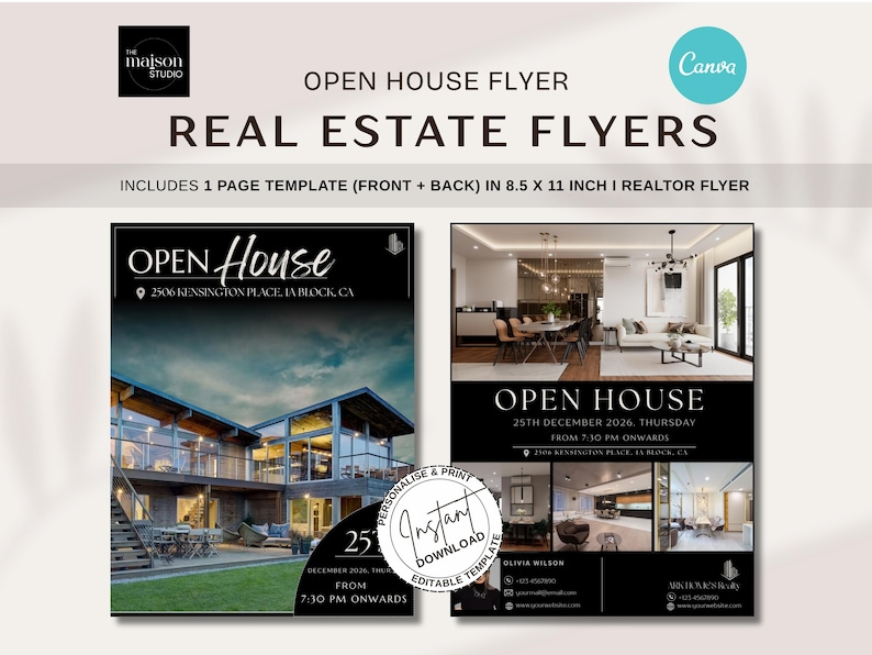 Luxury Real Estate Flyer Template | Editable Canva Flyer for Realtors ...