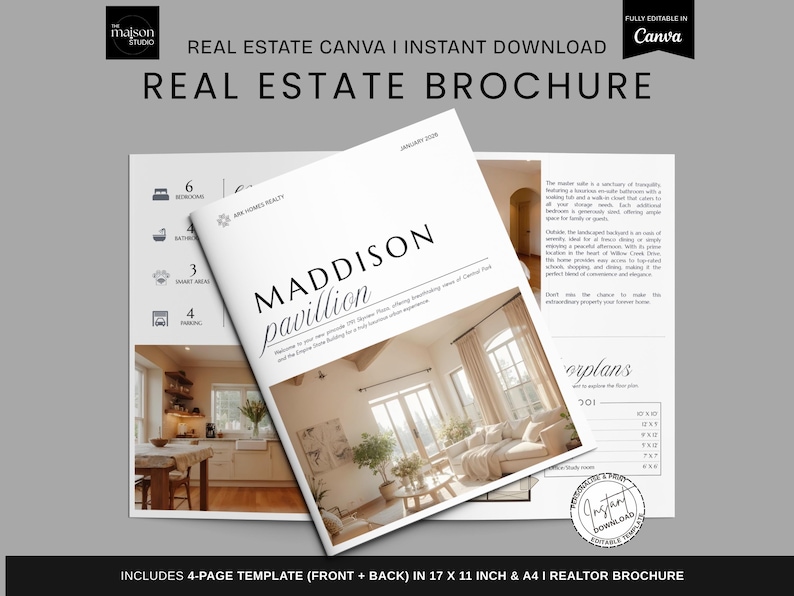 Luxury Property Brochure Template | Canva Editable Real Estate Listing ...