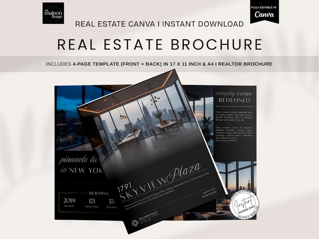Luxury Property Brochure Template | Canva Editable Real Estate Listing ...