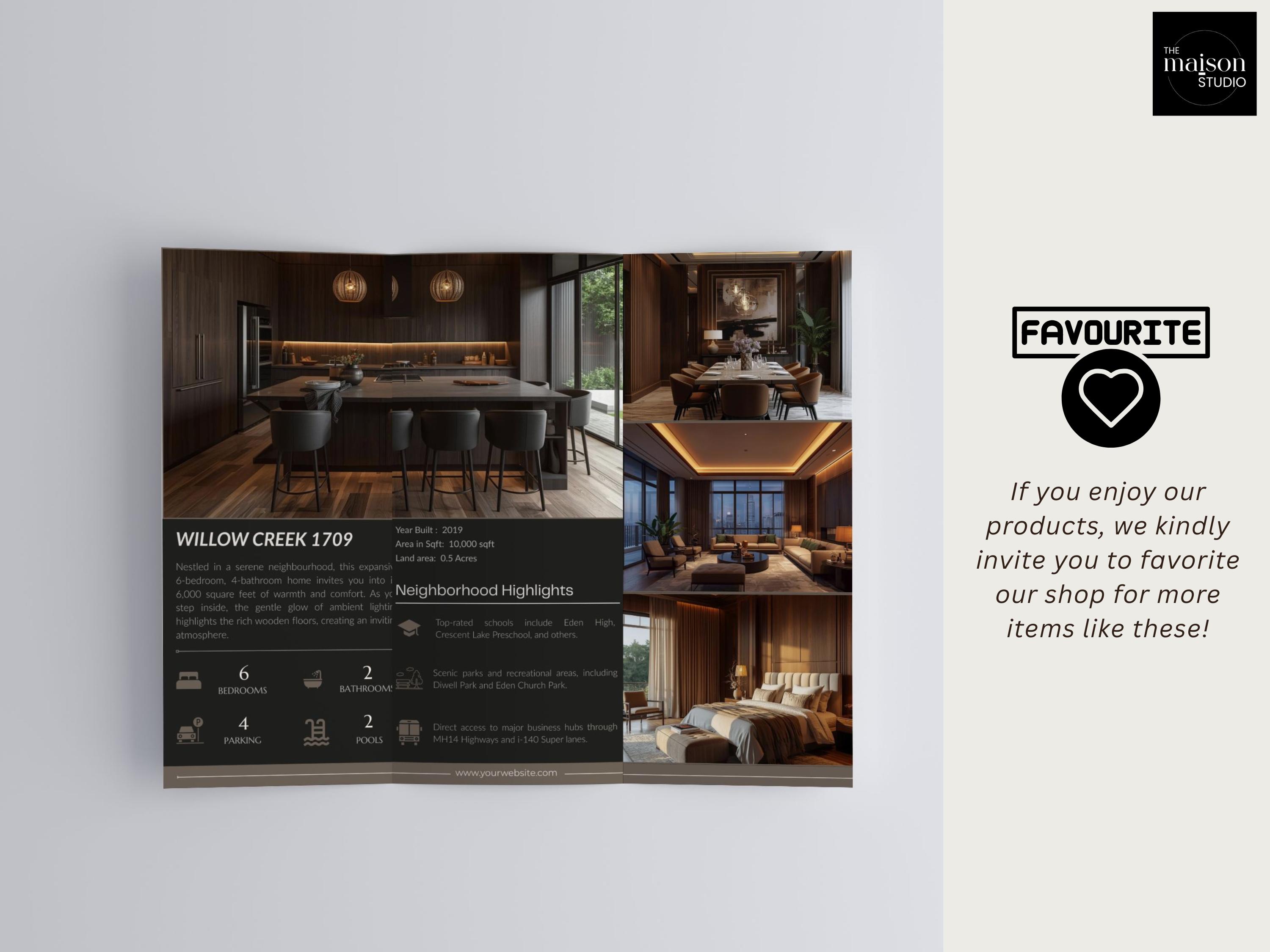Luxury Real Estate Trifold Brochure Template | Canva Editable Property ...