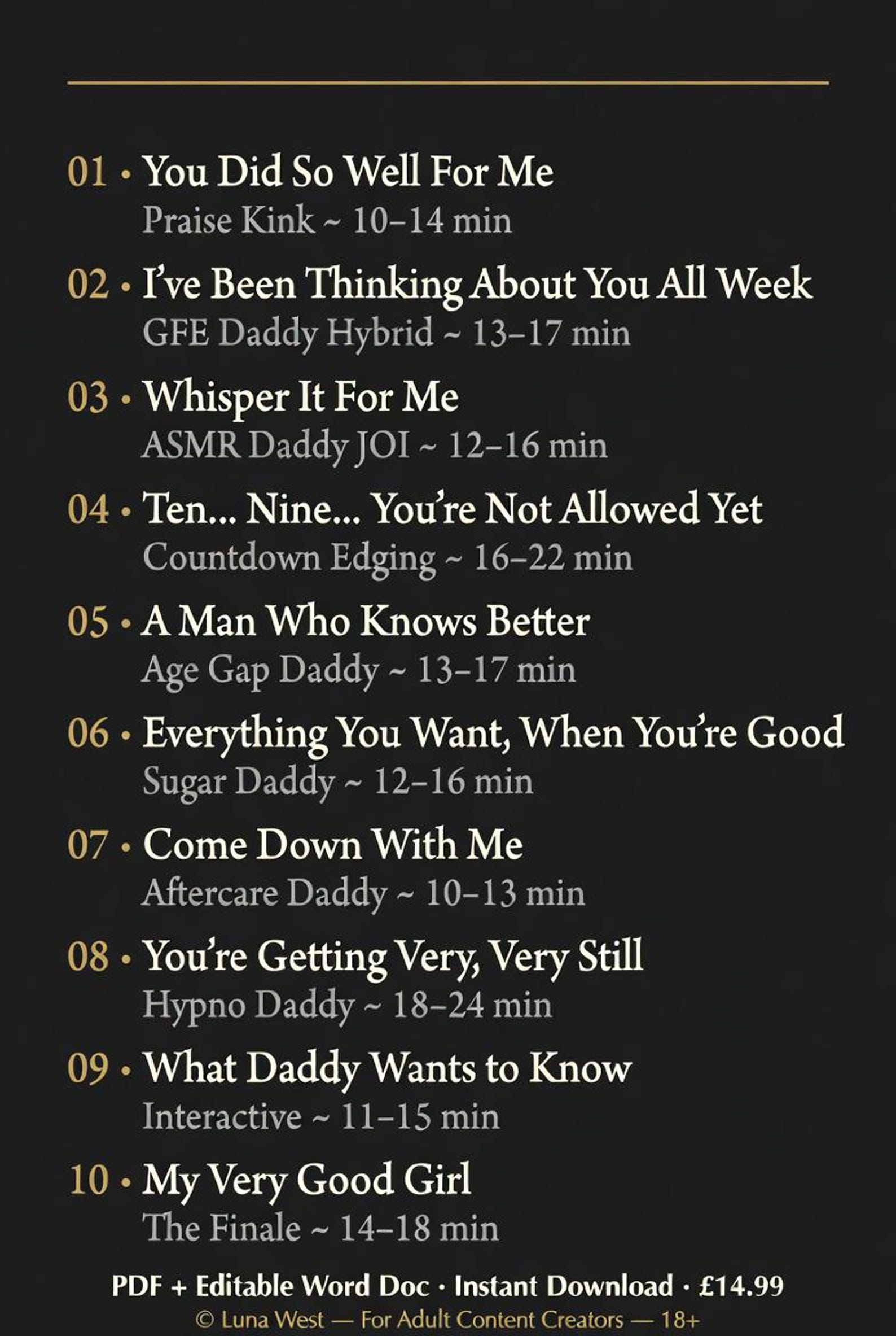 Daddy JOI Scripts Vol. 2 – Praise, ASMR, GFE Adult Scripts (pdf + Word ...
