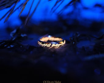Elven Ring &quot;Ash Nazg&quot;; The One Ring; Gift for LoTR Fans; Fantasy Middle‑Earth Jewerly; Lord of the Rings inspired; Glowing in the Dark Ring