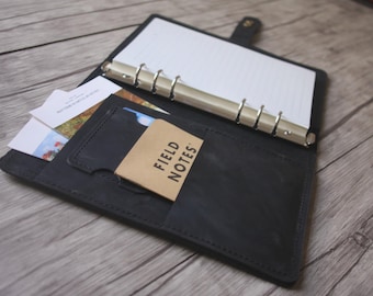 Personalized Leather A5 Planner Binder: Refillable 6-Ring Notebook
