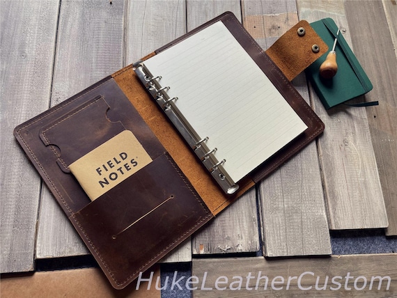Personalized A5 Leather Planner Monthly Daily Weekly Binder: Refillable Bullet Journal Notebook