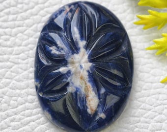 Ovale edelsteen gesneden sodaliet voor het maken van sieraden (32 x 23 x 7 mm)
