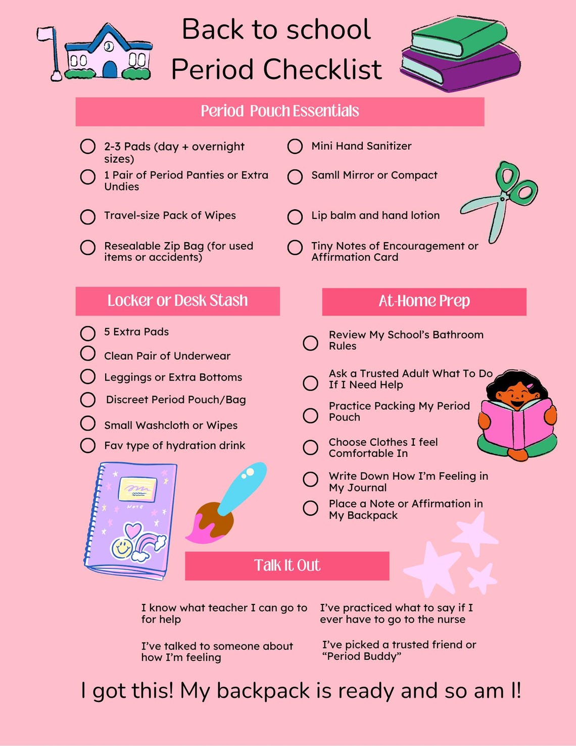 Back to School, Period Checklist, Affirmations, School, Vacation ...