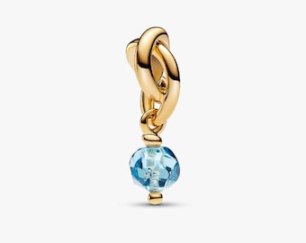 Gold March Birthstone Eternity Circle Pandora Dangle Charm ALE S925 Sterling Silver