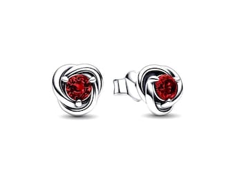 January Birthstone Eternity Circle Pandora Stud Earrings ALE S925 Sterling Silver