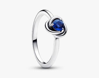 Anillo Pandora Eternity Circle con piedra natal de septiembre, plata de ley 925.