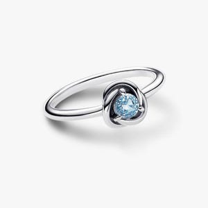March Birthstone Eternity Circle Pandora Ring ALE S925 Sterling Silver image 2