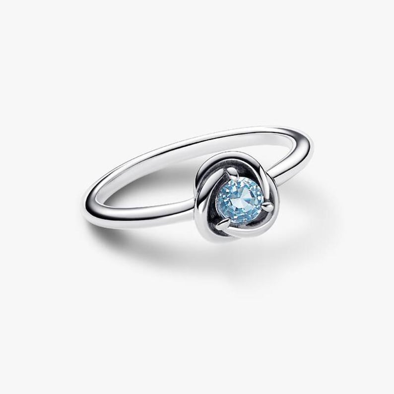 March Birthstone Eternity Circle Pandora Ring ALE S925 Sterling Silver image 2