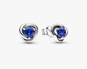 Pendientes Pandora con círculo de eternidad y piedra de nacimiento de septiembre en plata de ley S925