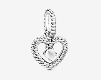 Charm colgante Pandora con forma de corazón y círculo de la eternidad, piedra natal de abril, ALE, plata de ley 925