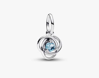 March Birthstone Eternity Circle Pandora Dangle Charm ALE S925 Sterling Silver
