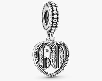 Charm pendente Pandora ALE S925 per il 60° anniversario della celebrazione del compleanno con zirconi cubici.