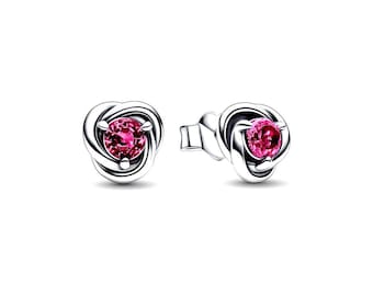 October Birthstone Eternity Circle Pandora Stud Earrings ALE S925 Sterling Silver
