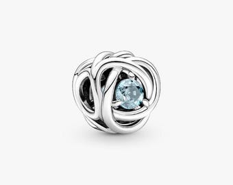 March Birthstone Eternity Circle Pandora Charm ALE S925 Sterling Silver