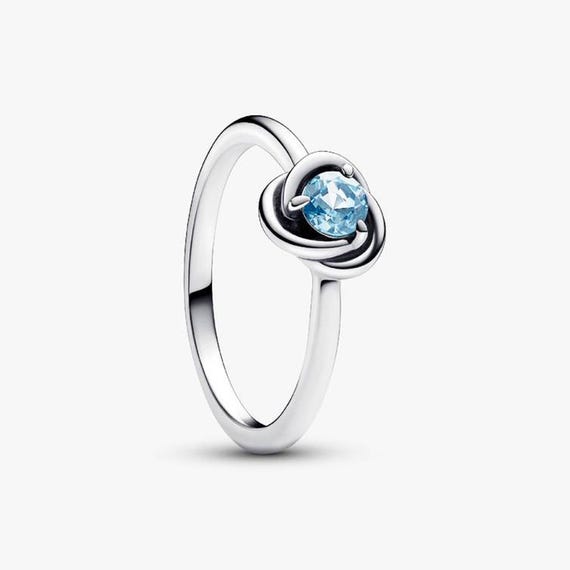 March Birthstone Eternity Circle Pandora Ring ALE S925 Sterling Silver