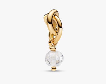 Charm colgante Pandora con círculo de eternidad y piedra de nacimiento de abril en plata de ley S925.