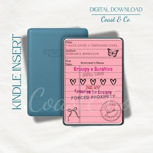 Digital Cutesy Library Card Kindle Insert/Printable/Romance/Stickers/Kindle Accessories/Gift for her/Paperwhite/11thGen/2022/Colorsoft/Oasis