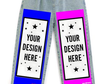 Personalized Kids Cropped Denim Jeans – Custom Graphic 9/10 Length Pants