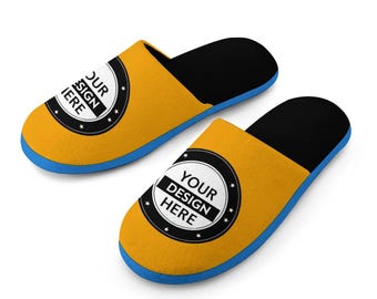 Personalized Men's Cotton Slippers – Custom Printed Indoor & Outdoor Cozy Rubber Sole Slippers