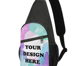 Personalized Chest Sling Bag – Custom Photo or Text Oxford Crossbody Bag with Multiple Pockets