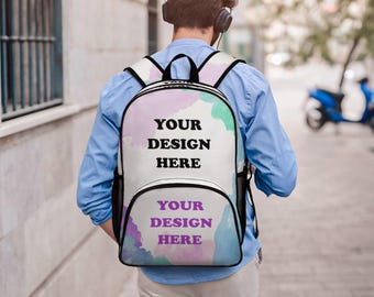 Personalized Waterproof Oxford Backpack: Custom Photo Text Travel Bag
