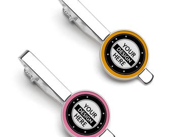 Personalized Tie Clip Set of 2: Custom Image or Text - Copper Tie Bars