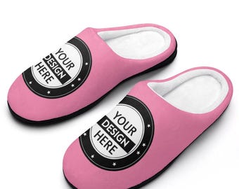 Personalized Women's Cotton Slippers – Custom Printed Indoor & Outdoor Cozy Rubber Sole Slippers