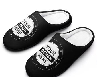 Personalized Men's Cotton Slippers – Custom Printed Indoor & Outdoor Cozy Rubber Sole Slippers