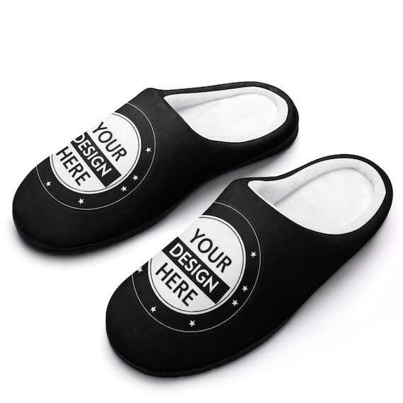 Personalized Men's Cotton Slippers – Custom Printed Indoor & Outdoor Cozy Rubber Sole Slippers