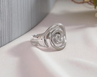 Silver spiral ring, Handmade minimalist jewelry, Gold plated swirl ring, Unique gift for her, Spiral gold ring