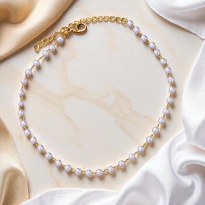 Freshwater Pearl Foot Bracelet, Gold Plated Accents, Real pearl anklet, Pearl foot bracelet, Gift for her, Handmade anklet