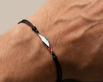 Pulsera con mapa de Palestina, joyería ajustable hecha a mano
