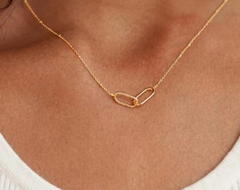 Collar con colgante de eslabones delicados, collar infinito dorado, collar minimalista, collar para el día a día, collar con clip, regalo para mamá, regalo para ella