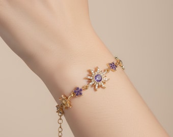 Pulsera de girasol - Pulsera de sol - Pulsera morada - Luz de libertad - Pulsera de princesa de cuento de hadas