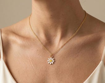 Collares de margaritas para mujer, regalo de Navidad para ella, joyería de verano personalizada y hecha a mano, colgante minimalista de plata de ley 925, regalo para mamá.