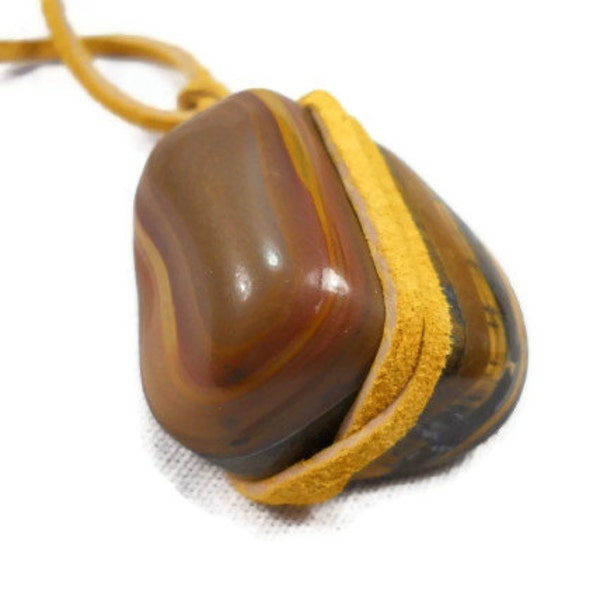 Gift for Him:  Wrapped Natural Cat's Eye Gemstone Pendant
