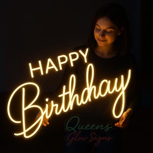 Custom Birthday Neon Sign – Personalized LED Light for Parties & Events, Handmade Wall Décor