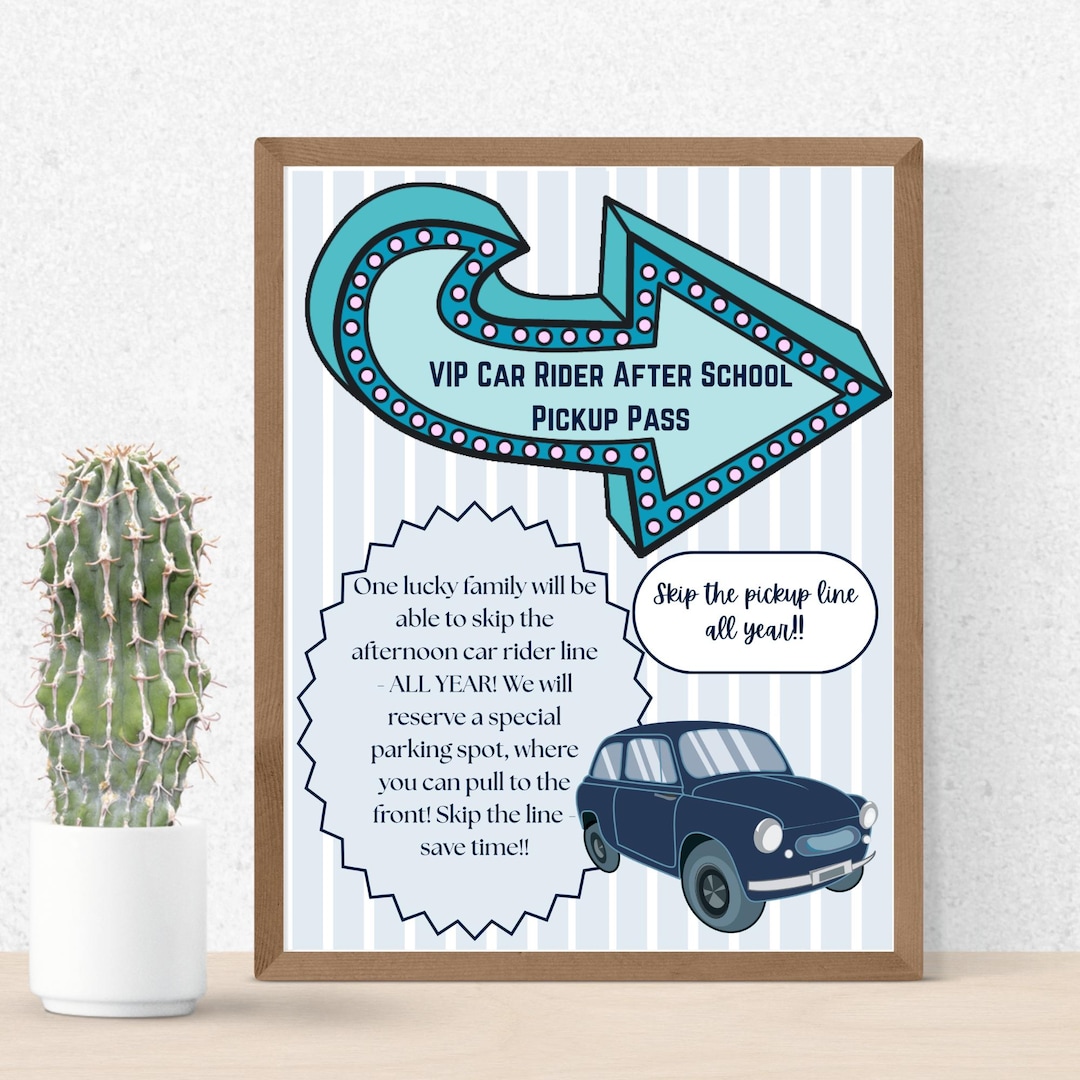 VIP Car Rider After School Pickup Pass: Editable Canva Template - Etsy