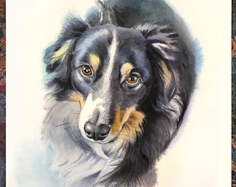 CUSTOM Dog Portrait Watercolor painting made to order, Favorite pet personalized art paintings from photo, gift, memory, pet lover gift dog