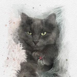 Custom Digital Pet Portrait, Home Art, Pet Art, Gift, Watercolour Style Custom Pet Portrait, Personalized Portrait, Painting from Photo