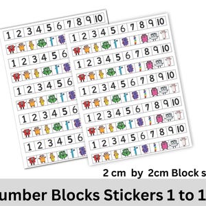Unifix キューブ 数字ステッカー 1～10 | 算数カウントラベル 印刷可能 | 子供向け教育アクティビティ PDF ダウンロード